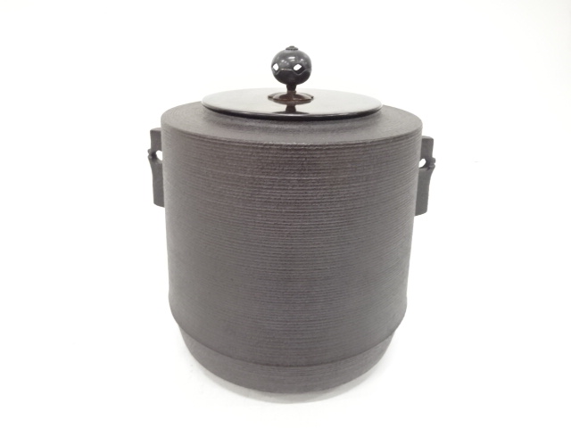  未使用品　釜師　菊池政光造　糸目　筒釜(釜釻付)